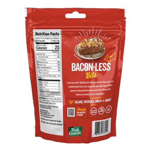 Image of Fresh Gourmet Vegan Bacon-Less Bits, Smoky Flavor, Resealable Bag, 3.5 Ounce (Pack of 12)