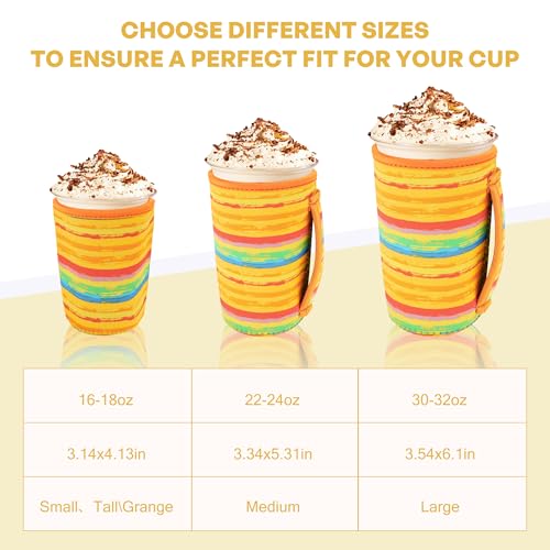Image of 3Pk Reusable Iced Coffee Sleeves, Neoprene, Floral Fits 16-32oz Hot /Cold