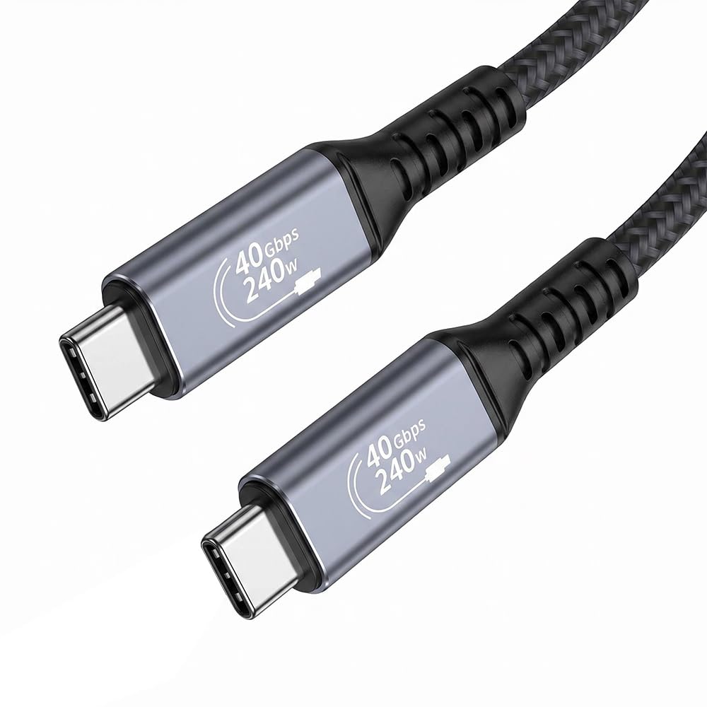 USB4 ケーブル 0.3M USB Type C ケーブル PD対応 40Gbpsデータ転送 240W/5A急速充電 8K/60Hz映像出力 高耐久ナイロン編み MacBook Pro/Air、Surface、Pixel、Galaxy、AQUOS等USB-C機種対応