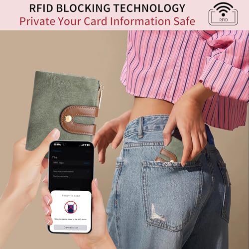 Small Wallets for Women Leather Bifold RFID Blocking Card Holder Compact Wallet Women with Zipper Coin Pocket3