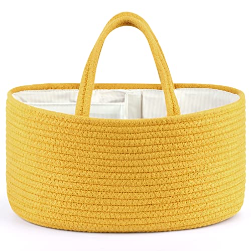 Image of Maliton Diaper Caddy Organizer for Boy & Girl, Portable Changing Table & Car Organizer, Nursery Storage Bin Basket for Baby Shower - Turmeric