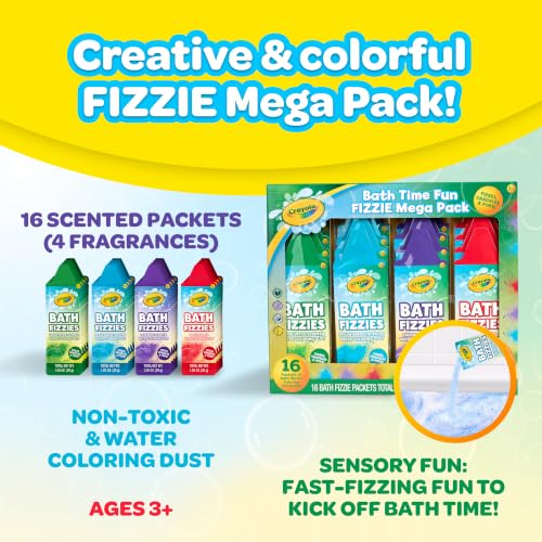 Crayola Bath Fizzies 16-Piece Deluxe Pack, Scented Water Coloring Dust Packets for Kids and Tweens, Non-Toxic and Stain Free Bath Toys - image 2