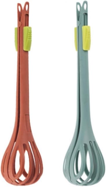 CHSYOO 2 Piece Multifunctional Egg Beater Food Tongs Manual Mixer, Egg Noodle Kitchen Baking Tools, Cyclone Food Tongs, Used for Stirring, Mixing and Cooking