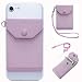 FRIFUN Stick on Phone Wallet, Ultra-Slim Self Adhesive Card Holder Credit Card Wallet for Smartphones RFID Blocking Sleeve Extra Tall Pocket Totally Covers Credit Cards & Cash (Pink Plus)