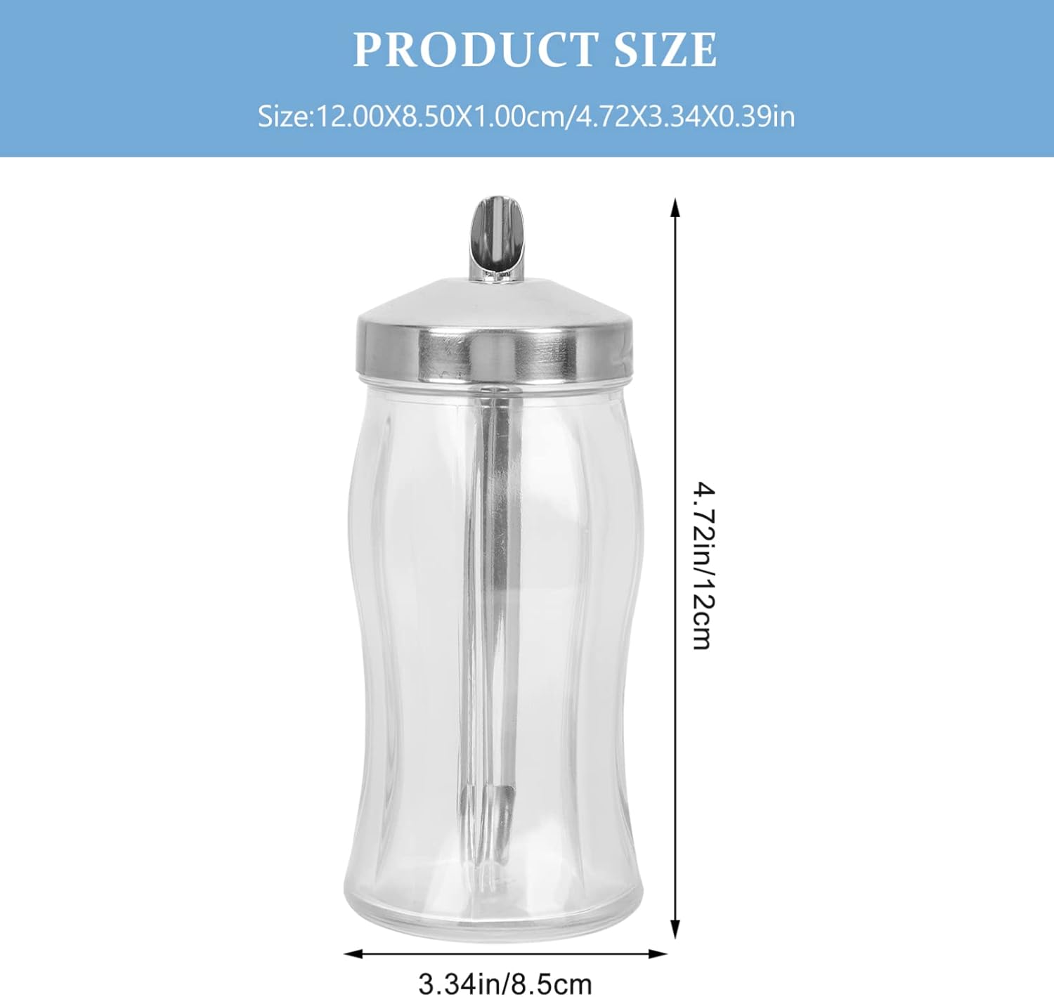 Stainless Steel Container of 2 Sugar Dispenser and Glass Sugar Dispenser Sugar Pourer Glass Sugar Shaker Shaker with Pouring Condiment Containers Jars,Assorted Colorx2pcs-15x6.5cm x2pcs
