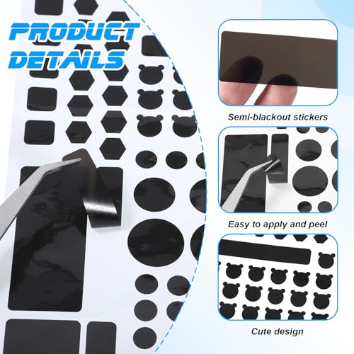 LED Light Blocking Stickers, Blackout Stickers for Electronic Light Dimming 2 Sheets LED Filters Blocking Covers for Routers Clocks and Electrical Appliances Dimming 100% (1 Cut Out + 1 Uncut)