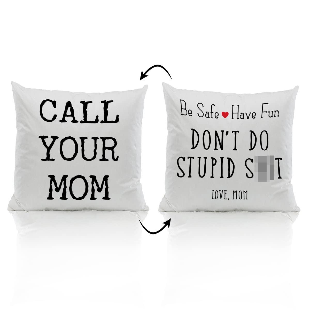 Call Your Mom Reversible Pillow Covers 18 x 18 - Funny Throw Pillows for Couch, College Dorm Room Decor, Son Daughter Graduation Gift