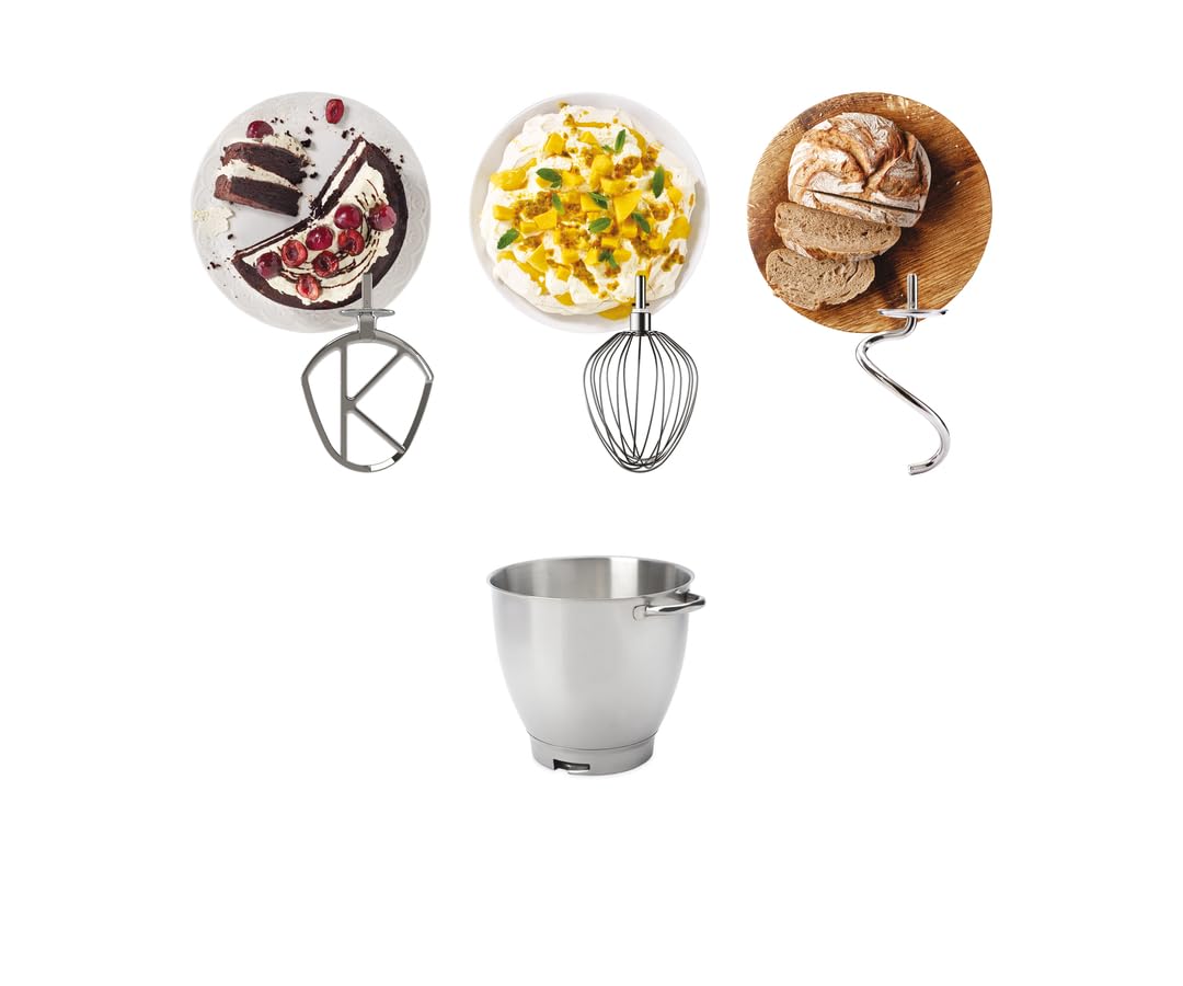 Kenwood Chef XL Pro – Planetaria Professionale con Ciotola XL in Acciaio Inox, Impastatrice Planetaria per Pane e Pizza, Frusta K, Frusta a Filo, Gancio Impastatore, Nera (KVL87.003BK)