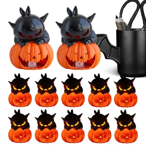 Bougies Halloween sans flamme : lot de 12 citrouilles à piles pour décoration de table