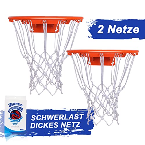 EMEKIAN Sport-Basketballnetz, Schwerlast Strapazierfähiges Polyester-Ersatz-Basketballnetz für Allwetter drinnen/draußen, 12 Schlaufen für professionelle Standardgröße (Weiß (2 Stück)) Cover