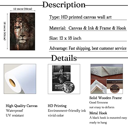Jesus Pictures For Wall Lion And Jesus Picture Jesus Picture Jesus And Lion Painting Pictures Of Jesus Christian Wall Art Jesus Painting Wall Art Religious Wall Decor For Bedroom Decor (12''Wx18''H) #TOP6