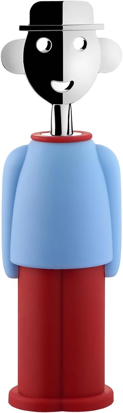 Alessandro M. AM23 LAZR - Design Corkscrew, in Thermoplastic Resin and Chrome-Plated Zamak, Blue and Red