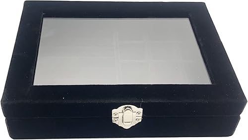 Miniatura 5 de Joyero organizador, caja de almacenamiento de joyería con tapa de vidrio transparente, caja de anillo de joyería de vidrio de terciopelo, caja de
