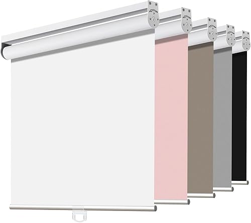 Miniatura 13 de Joydeco Persianas enrollables 100 % opacas para ventanas, sin cordones de 58 pulgadas, protección solar para dormitorio, oficina (negro, 58 x 75