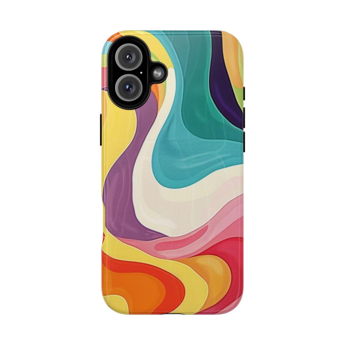 Coque iPhone 16 Plus motif abstrait groovy multicolore rigide