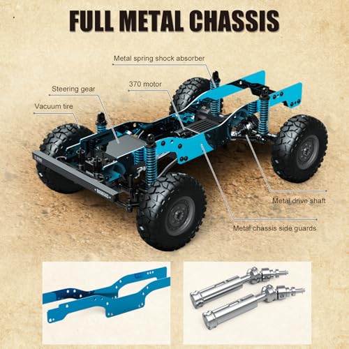 Fisca RC Rock Crawler 1/12 4x4, 2.4GHz 4WD Fernsteuerung Fahrzeug Off-Road Pick-up RTR, Voller Maßstab Geländewagen Raupenfahrzeug für Erwachsene