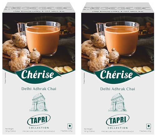 Image of Cherise Instant Tea Premix Sachets Chai Masala | Ready to Mix Delhi Adhrak Chai Powder | Ginger | Black Tea Extract | INSTANT BEVERAGE | Lemongrass | NOURISHING WELLNESS | 23g x 7 Sachets (Pack 2)