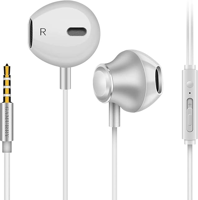 GAMURRY Earphones, HD Microphone Wired Headphones, Clear Call&Powerful Bass&Lightweight Earphones Compatible with 3.5mm Headphones Devices