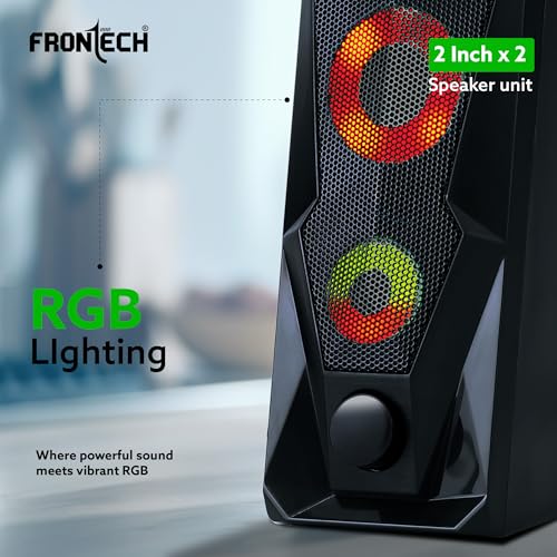 Image of FRONTECH 2.0 Channel Multimedia Speakers - 12W | USB Powered | RGB Lighting | 3.5mm AUX | 1 Year Warranty (SPK-0013)