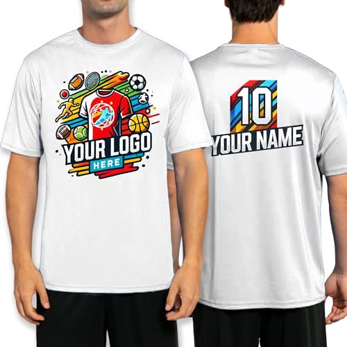 Custom Sport Performance T-Shirt, 100% Polyester, Moisture-Wicking, Personalized with Your Design, Printed in The USA, White, Medium