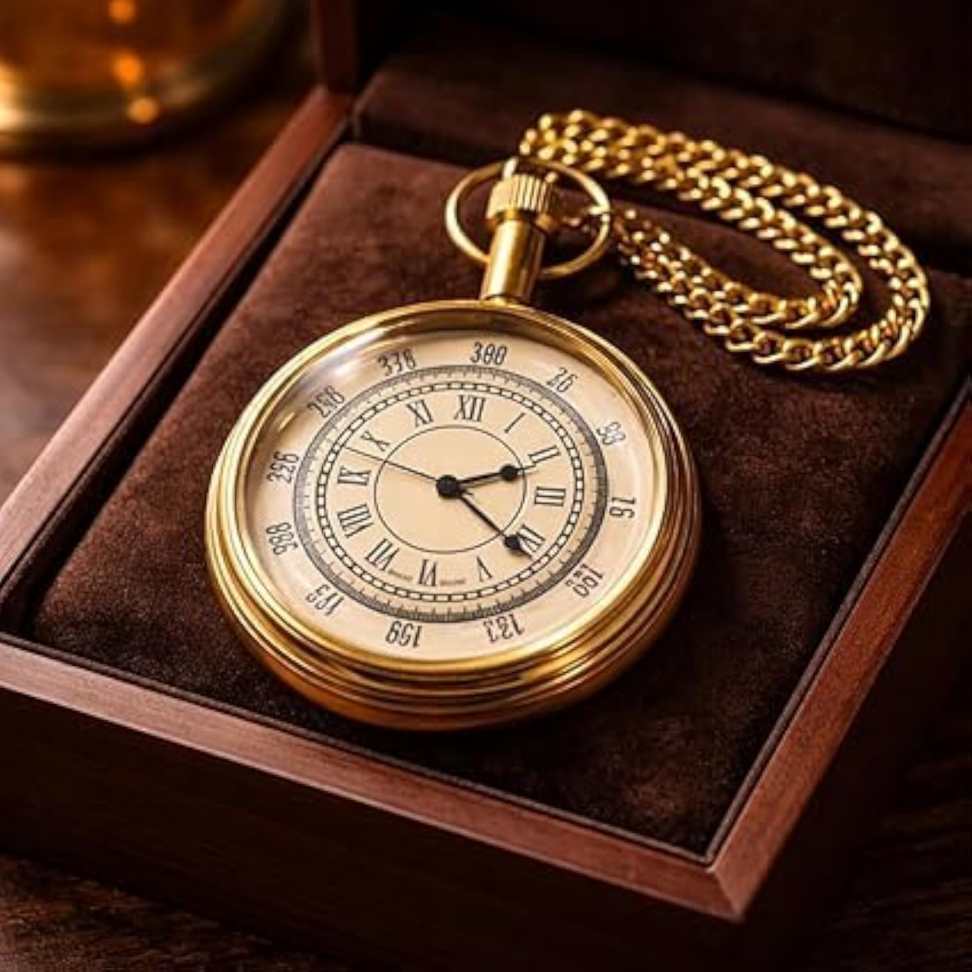 Antique Brass Pocket Watch Chain, Retro Roman Dial