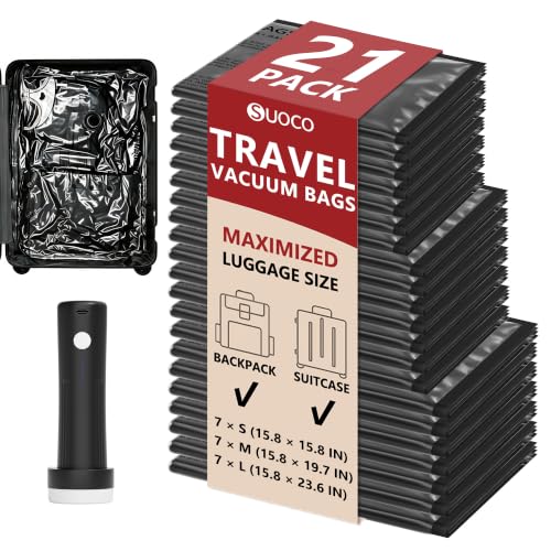 Image of Travel Vacuum Bags for Clothing with Cordless Pump 21 Combo, Black