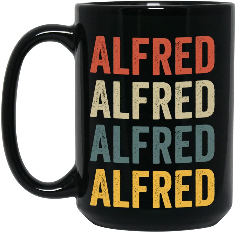 Amazon.com: generic Alfred Ceramic Coffee Mug - Alfred Gift- Retro Colors -  Black 15oz : Home & Kitchen