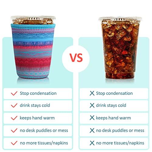 image for Patelai 4 Pieces Reusable Coffee Sleeve Cup Insulator for Cold Drinks 