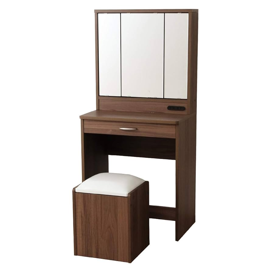 ドレッサー 化粧台 おしゃれ 三面鏡 鏡台 スツール付き コンパクト メルル Amazon｜ドレッサー 三面鏡 スツール付き 鏡台 メルル ブラウン