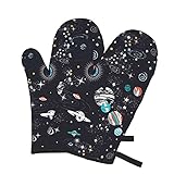 Space Galaxy Constellation Oven Mitts, Heat Resistant Non-Slip Waterproof with Soft Cotton Lining Gl