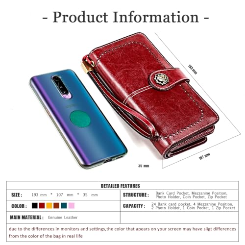 Leather Wallet for Women Large Capacity RFID Blocking Credit Card Holder Travel Leather Zipper Wristlet Wallets4