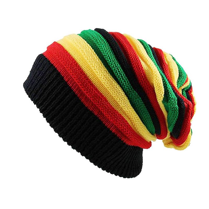 Womens Jamaican Style Beanie Multi-Color Striped | Features Vibrant Stripes and a Comfortable fit Perfect for Womens Jamaican Outfits. Ideal for Reggae Festivals Casual wear. Colorful