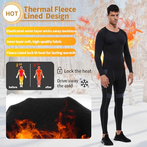 Mens Thermal Long Sleeve Shirts Compression Underwear Tops Keep Warm Base Layer Running Tops Gym Training Thermal T-Shirt4