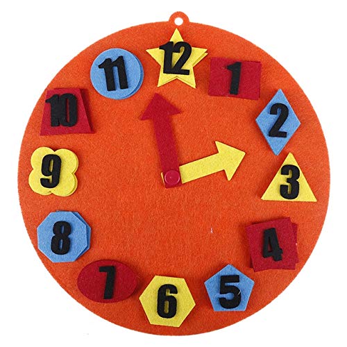 YINUODigital Clock Watch Cognitive Aids Toys for Children DIY Non-woven Early Education Montessori Teaching Aids Math Puzzle Toys(Green)(Orange)(Purple) (Color : Orange)