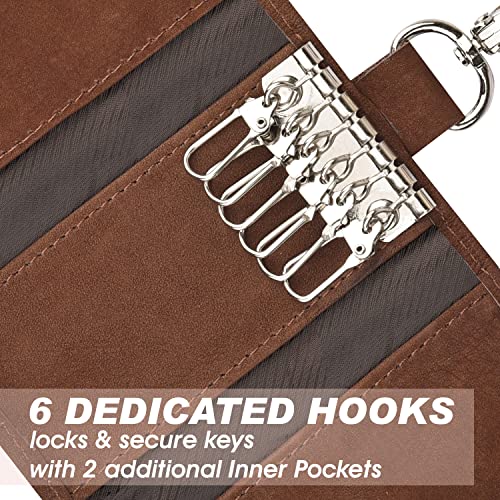 Blackbird Leathers Leather Trifold Key Holder- Minimalist & Tactical Men Keychain Wallet Organizer With 2 Inner Pockets - Compact Cabinet Pouch And Cute Backpack (Brown), 8Cm (Bbkc01) #TOP4