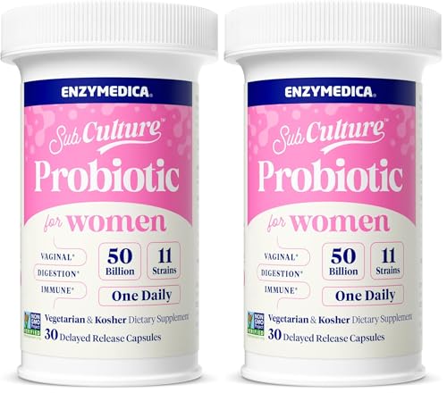 Enzymedica SubCulture Probiotics for Women, 50 Billion CFU, Vaginal & Urinary Health, Immune and Digestive Support, 30 Capsules, Pack of 2 30 Count (Pack of 2)