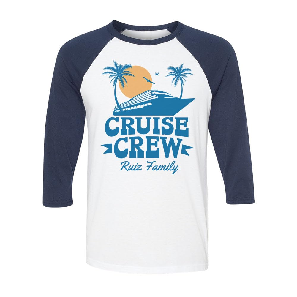 Cruise Crew Ruiz Family Three-Quarter Raglan Sleeve Baseball Shirt Unisex X-Small White/Navy