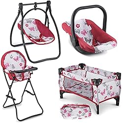 Litti Pritti Baby Doll Accessories | 4-Piece Baby Doll Furniture Set for 18in Dolls| Includes: Baby Dolls Swing, High…