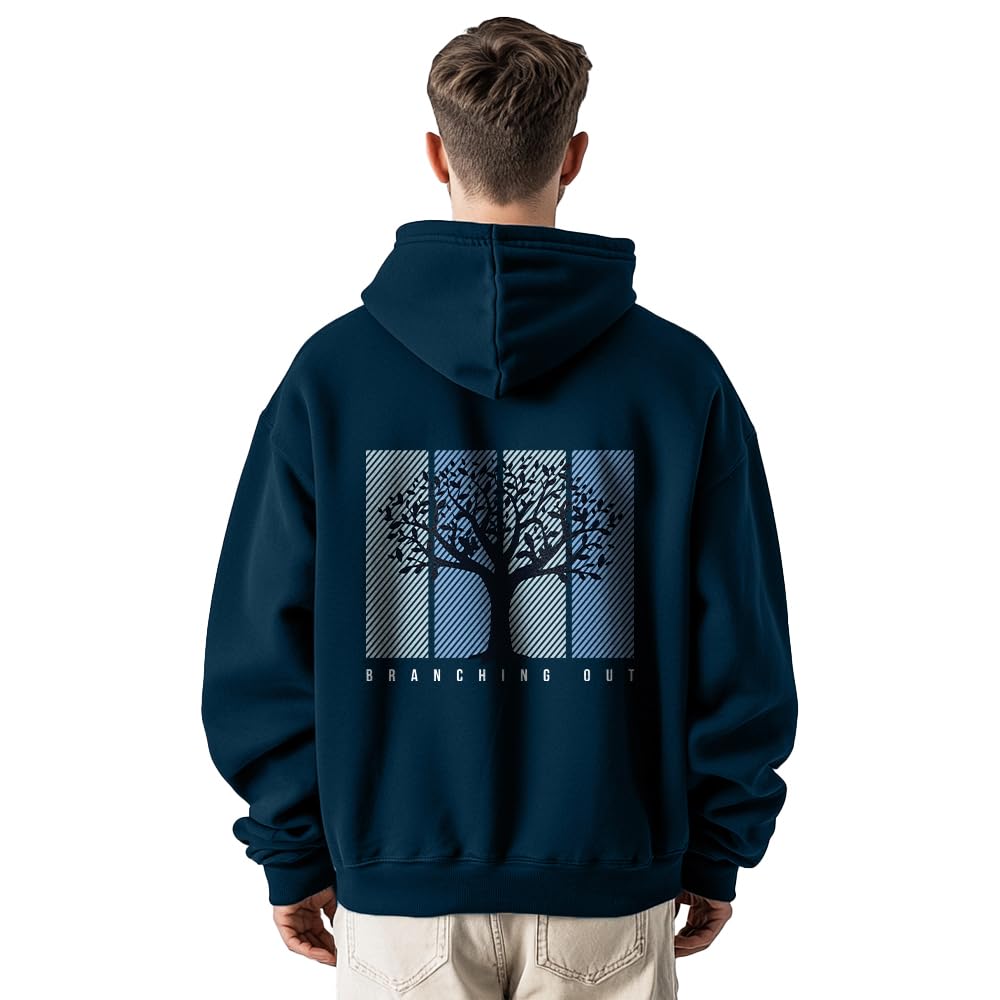 NOBERO Bluza męska z kapturem oversize z nadrukiem graficznym, bawełniany polar, długie rękawy, bluza z kapturem dla mężczyzn