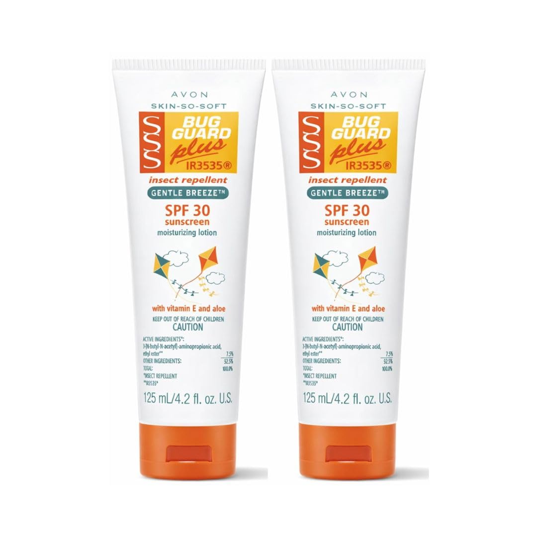 AVON Skin So Soft Bug Guard Plus IR3535 Insect Repellent Moisturizing Lotion, Gentle Breeze SPF 30 Lotion, 2-in-1 Sunscreen & DEET-Free Bug Repellent w/Vitamin