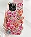 Qokey for iPhone 14 Pro Max Case 6.7 inch,Flower Design for Women Cute Shell Pattern Sparkle Crystal Clear Soft Fit Lightweight TPU Anti-Scratch Phone Cover,Pink Floral