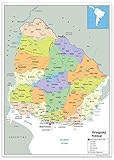 mapa politico uruguay rutas Ideal para exhibir en la pared o en el suelo.