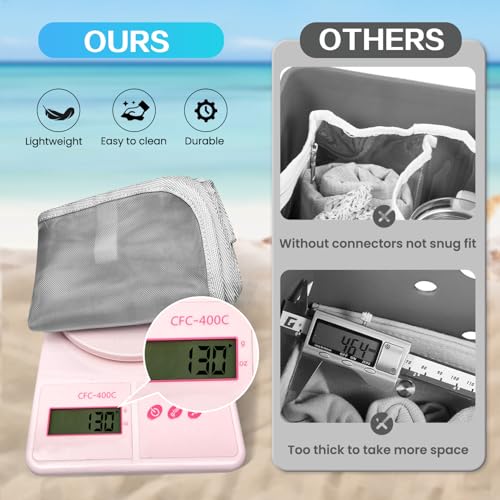 Image of XYFuuee Beach Bag Organizer Inserts for Large Simple Modern Bag Accessories, with 8 Removable Metal Fasteners, Lightweight Mesh Insert Divider Pouch, Organizing Rubber Tote, Save Space, Gray