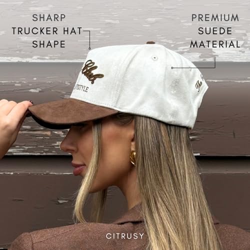Image of Vintage Western Trucker Hat | Men & Women | Country Cute Caps for Cowgirls Cowboys | Camo Denim Embroidered Cotton | Snapback