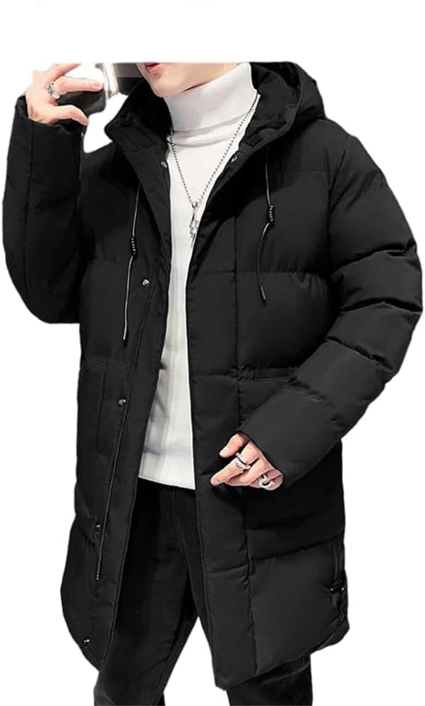 Vsadsau Thick Warm Winter Jacket Mens Solid Zip Up Jackets Stand Collar