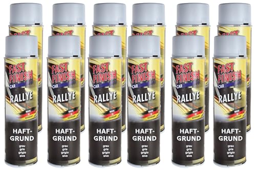12x Haftgrund Spray Fast Finish, Grundierung, Primer Grau 500ml, schnelltrocknend, hohe Füllkraft, überlackierbar, hitzebeständig bis 80°C, Innen- und Außenbereich