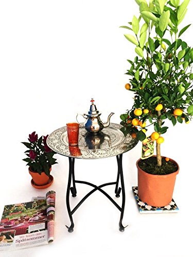 Marokkanischer Tisch Beistelltisch aus Metall Sule ø 40cm rund | Orientalischer runder Teetisch klein mit klappbaren… – Bild 5
