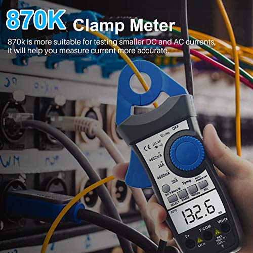 Image of 1mA Sensitive Digital Low Current Clamp Multimeter, AC /DC Current Voltage Resistance Clamp-on Multitester for Milliamps Test on Car Battery, HVAC (AIOMEST AI-870K)