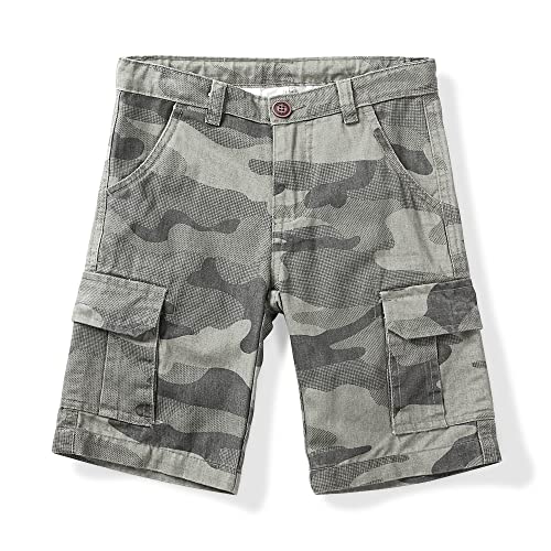 Ochenta Boys Camo Cargo Shorts With Multi Pockets Army Military Summer Shorts Grey Tag 150-9-10 Years #TOP19