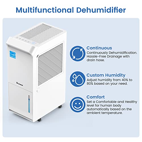Vellgoo 3,200 Sq.ft Energy Star Dehumidifier For Basement With Drain Hose, 36 Pint Drytank Dehumidifiers For Large Room, Suit For Garden Hose, Intelligent Humidity Control, 24H Timer #TOP2